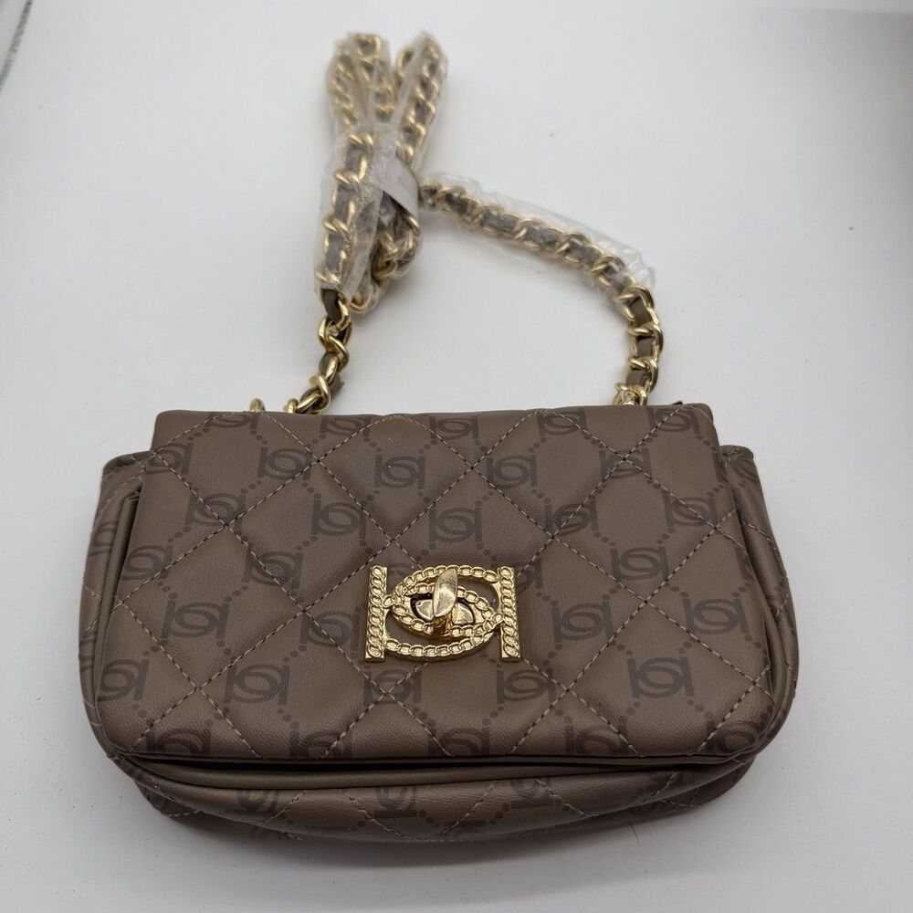 Bebe Mini Crossbody Bag NWT, with Chain Strap Tan Brown Color